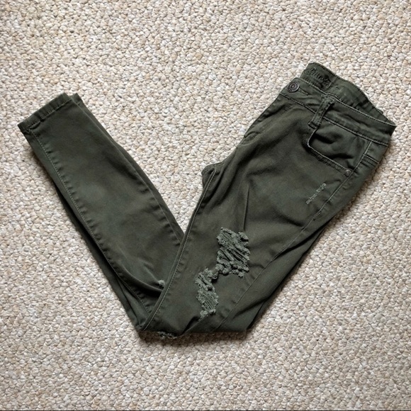 Love Culture Denim - Love Culture • distressed army green skinny jeans